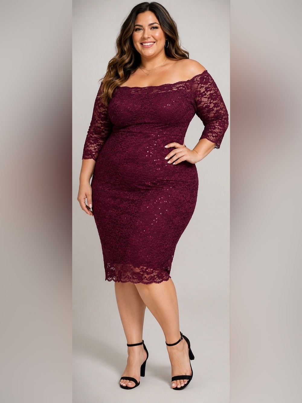 Torrid Burgundy Sequin Lace Off Shoulder Midi Dress Plus Size 22